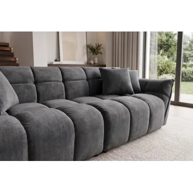 Invicta Sofa CLOUD 3 osobowa XXL szary aksamit 260 x 81 x 102cm / 49022