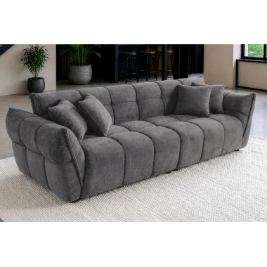 Invicta Sofa CLOUD 3 osobowa XXL szary aksamit 260 x 81 x 102cm / 49022