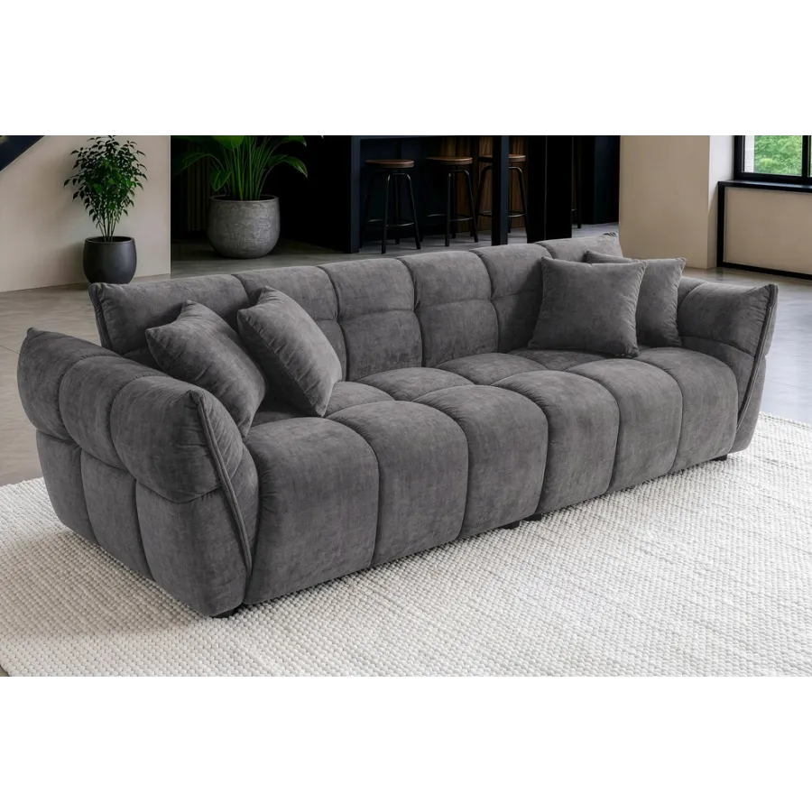 Invicta Sofa CLOUD 3 osobowa XXL szary aksamit 260 x 81 x 102cm / 49022