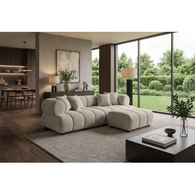 Invicta Sofa ADLON XXL 3 osobowa bouclé szampański beż 255cm / 44074