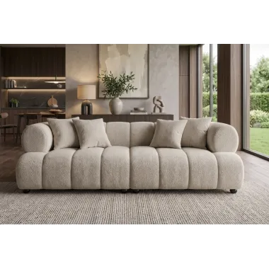 Invicta Sofa ADLON XXL 3 osobowa bouclé szampański beż 255cm / 44074