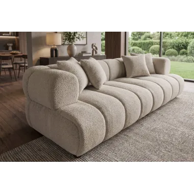 Invicta Sofa ADLON XXL 3 osobowa bouclé szampański beż 255cm / 44074