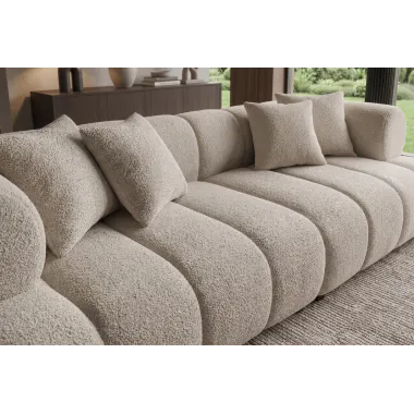 Invicta Sofa ADLON XXL 3 osobowa bouclé szampański beż 255cm / 44074