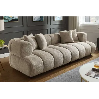 Invicta Sofa ADLON XXL 3 osobowa bouclé szampański beż 255cm / 44074