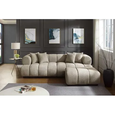 Invicta Sofa ADLON XXL 3 osobowa bouclé szampański beż 255cm / 44074