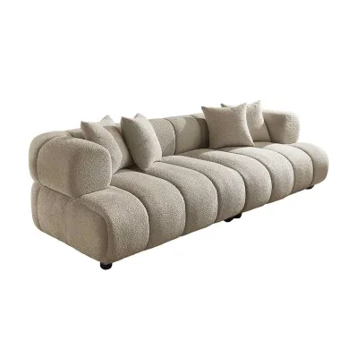 Invicta Sofa ADLON XXL 3 osobowa bouclé szampański beż 255cm / 44074