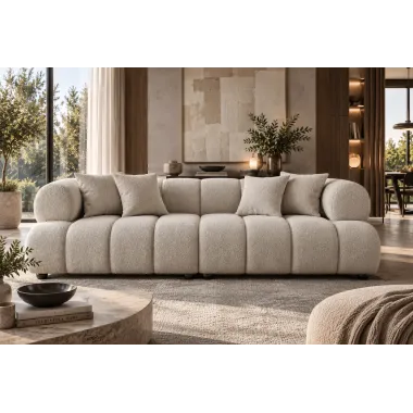 Invicta Sofa ADLON XXL 3 osobowa bouclé szampański beż 255cm / 44074
