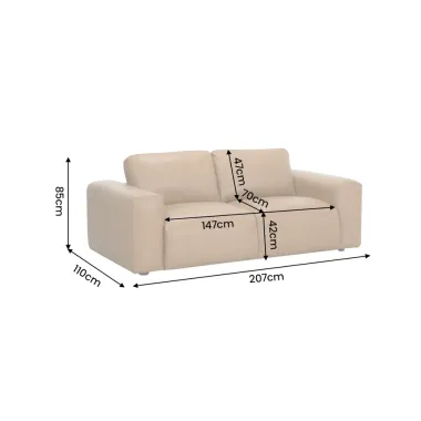 Invicta Sofa BIG GEORGE 2 osobowa koniak skóra naturalna 205 x 85 x 110cm / 48580