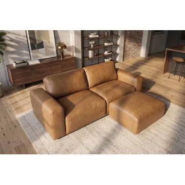 Invicta Sofa BIG GEORGE 3 osobowa koniak skóra naturalna 242 x 85 x 110cm / 48579