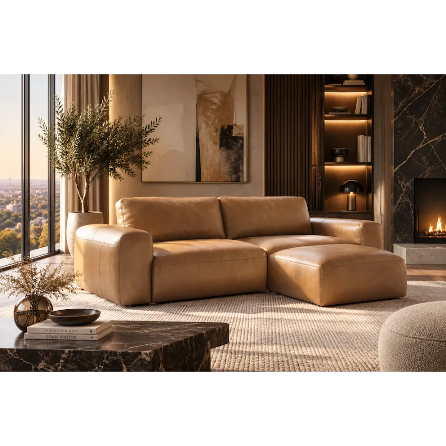Invicta Sofa BIG GEORGE 3 osobowa koniak skóra naturalna 242 x 85 x 110cm / 48579