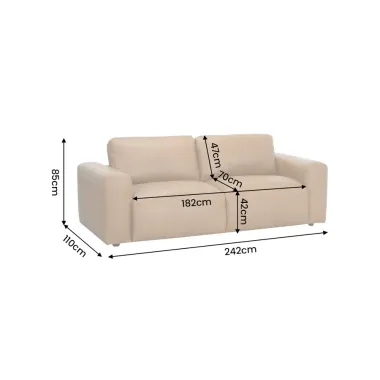 Invicta Sofa BIG GEORGE 3 osobowa koniak skóra naturalna 242 x 85 x 110cm / 48579