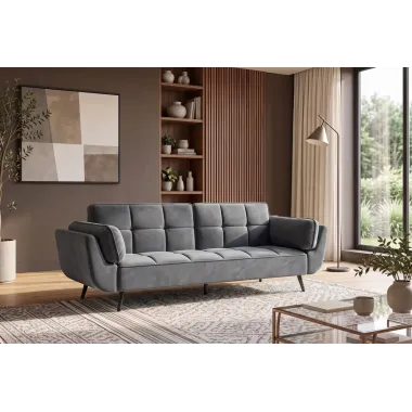 Invicta Sofa rozkładana Boutique szary aksamit 214 x 80 x 81cm / 40567