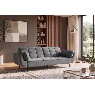Invicta Sofa rozkładana Boutique szary aksamit 214 x 80 x 81cm / 40567