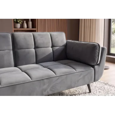 Invicta Sofa rozkładana Boutique szary aksamit 214 x 80 x 81cm / 40567