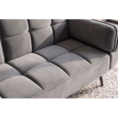 Invicta Sofa rozkładana Boutique szary aksamit 214 x 80 x 81cm / 40567