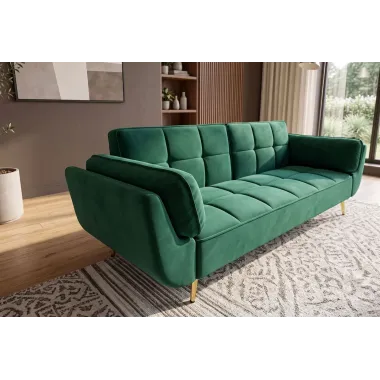 Invicta Sofa rozkładana Boutique szmaragdowo zielony aksamit 214 x 80 x 81cm / 40566