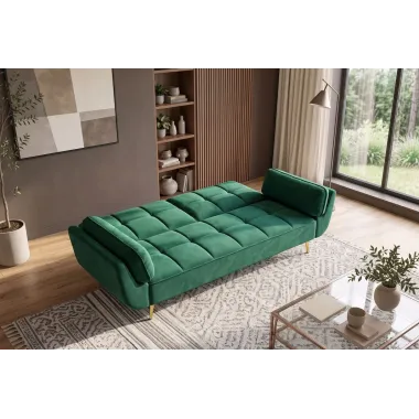 Invicta Sofa rozkładana Boutique szmaragdowo zielony aksamit 214 x 80 x 81cm / 40566