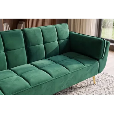 Invicta Sofa rozkładana Boutique szmaragdowo zielony aksamit 214 x 80 x 81cm / 40566