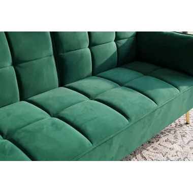 Invicta Sofa rozkładana Boutique szmaragdowo zielony aksamit 214 x 80 x 81cm / 40566