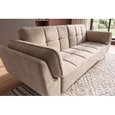 Invicta Sofa rozkładana Boutique szampański beż aksamit 214 x 80 x 81cm / 40567