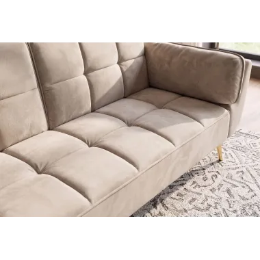 Invicta Sofa rozkładana Boutique szampański beż aksamit 214 x 80 x 81cm / 40567