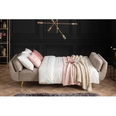 Invicta Sofa rozkładana Boutique szampański beż aksamit 214 x 80 x 81cm / 40567