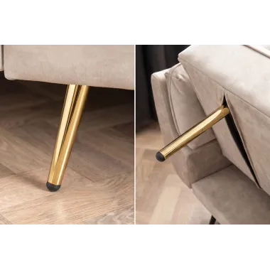 Invicta Sofa rozkładana Boutique szampański beż aksamit 214 x 80 x 81cm / 40567