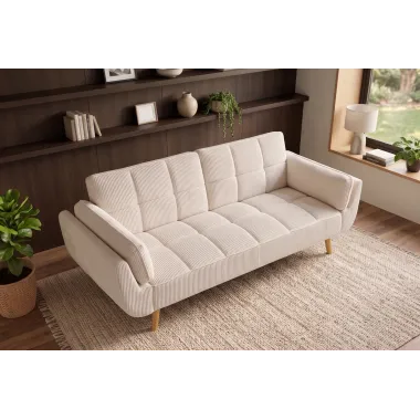 Invicta Sofa rozkładana Boutique beżowy sztruks 214 x 80 x 81cm / 49249