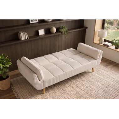 Invicta Sofa rozkładana Boutique beżowy sztruks 214 x 80 x 81cm / 49249