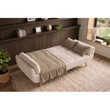 Invicta Sofa rozkładana Boutique beżowy sztruks 214 x 80 x 81cm / 49249