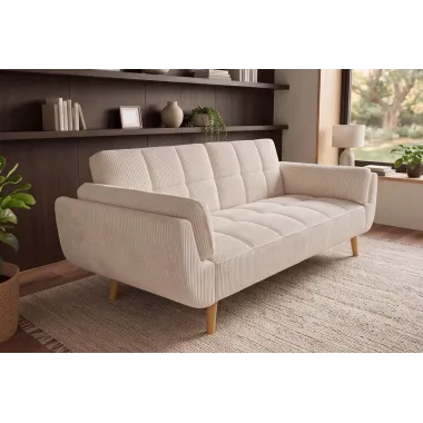 Invicta Sofa rozkładana Boutique beżowy sztruks 214 x 80 x 81cm / 49249