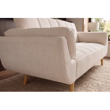 Invicta Sofa rozkładana Boutique beżowy sztruks 214 x 80 x 81cm / 49249