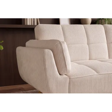 Invicta Sofa rozkładana Boutique beżowy sztruks 214 x 80 x 81cm / 49249