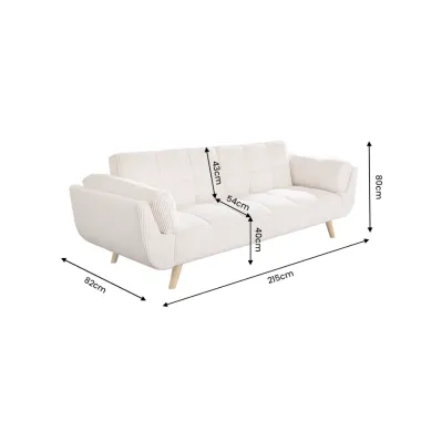 Invicta Sofa rozkładana Boutique beżowy sztruks 214 x 80 x 81cm / 49249