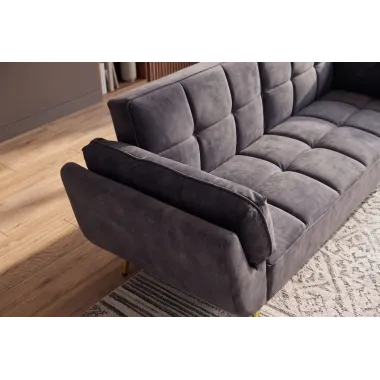 Invicta Sofa rozkładana Boutique ciemnoszary aksamit 214 x 80 x 81cm / 48985