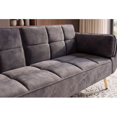 Invicta Sofa rozkładana Boutique ciemnoszary aksamit 214 x 80 x 81cm / 48985