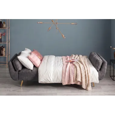 Invicta Sofa rozkładana Boutique ciemnoszary aksamit 214 x 80 x 81cm / 48985