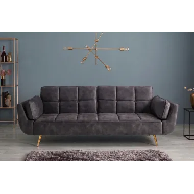 Invicta Sofa rozkładana Boutique ciemnoszary aksamit 214 x 80 x 81cm / 48985