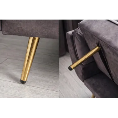 Invicta Sofa rozkładana Boutique ciemnoszary aksamit 214 x 80 x 81cm / 48985