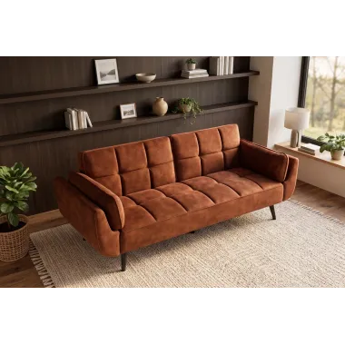 Invicta Sofa rozkładana Boutique rdzawy brąz 214 x 80 x 81cm / 49248