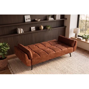 Invicta Sofa rozkładana Boutique rdzawy brąz 214 x 80 x 81cm / 49248