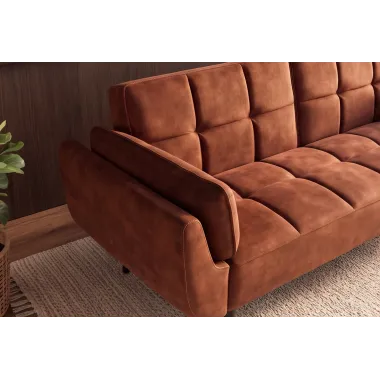 Invicta Sofa rozkładana Boutique rdzawy brąz 214 x 80 x 81cm / 49248
