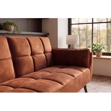 Invicta Sofa rozkładana Boutique rdzawy brąz 214 x 80 x 81cm / 49248