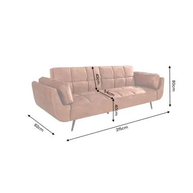 Invicta Sofa rozkładana Boutique rdzawy brąz 214 x 80 x 81cm / 49248