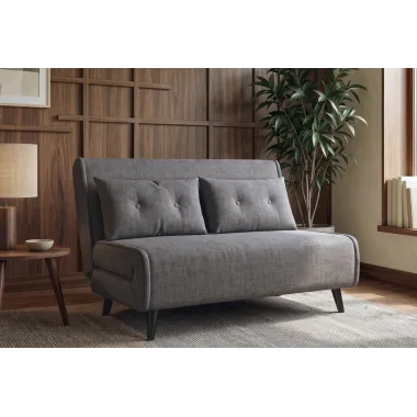 Invicta SMART MULTIFUNCTION Sofa rozkładana szary welur 140 x 83 x 90cm / 48810