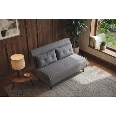 Invicta SMART MULTIFUNCTION Sofa rozkładana szary welur 140 x 83 x 90cm / 48810