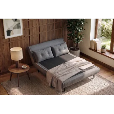 Invicta SMART MULTIFUNCTION Sofa rozkładana szary welur 140 x 83 x 90cm / 48810