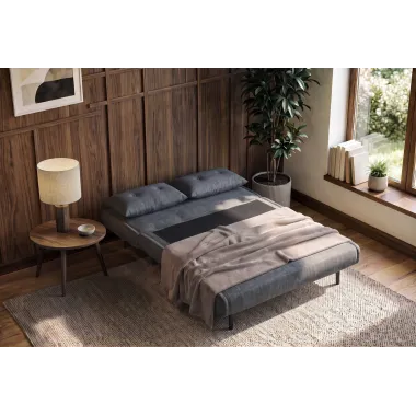 Invicta SMART MULTIFUNCTION Sofa rozkładana szary welur 140 x 83 x 90cm / 48810