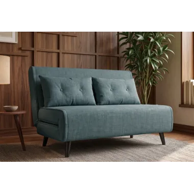 Invicta SMART MULTIFUNCTION Sofa rozkładana petrol welur 140 x 83 x 90cm / 48809