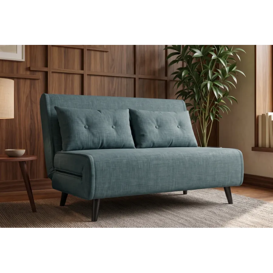 Invicta SMART MULTIFUNCTION Sofa rozkładana petrol welur 140 x 83 x 90cm / 48809